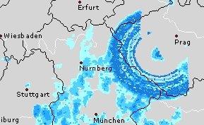 Regenanomalie an tschechischer Grenze am 13.08.10 01 Uhr 30