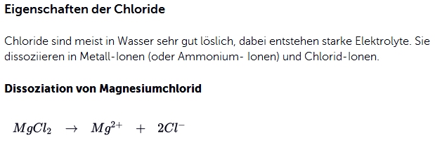 Chemische Reaktion des Magnesiumchlorids durch die Elektrolyse